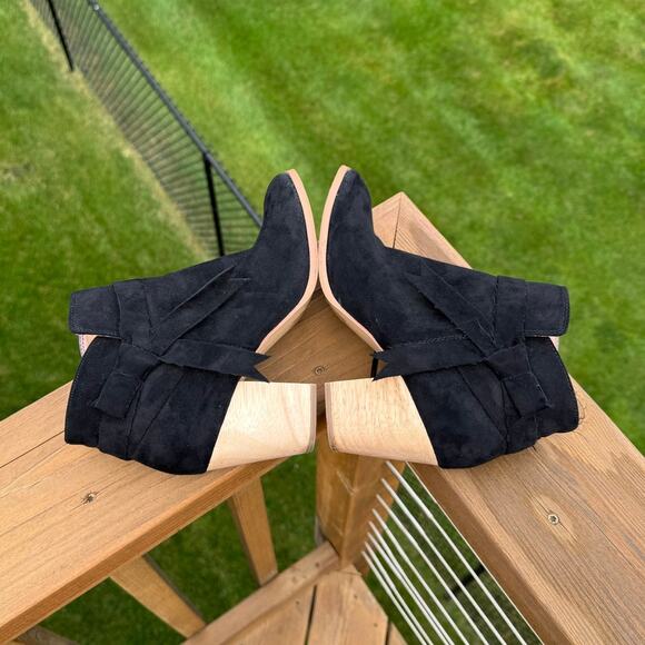 Free People x Faryl Robin size 8 Alameda Black Vegan Suede Wood Heel Booties - Picture 7 of 13